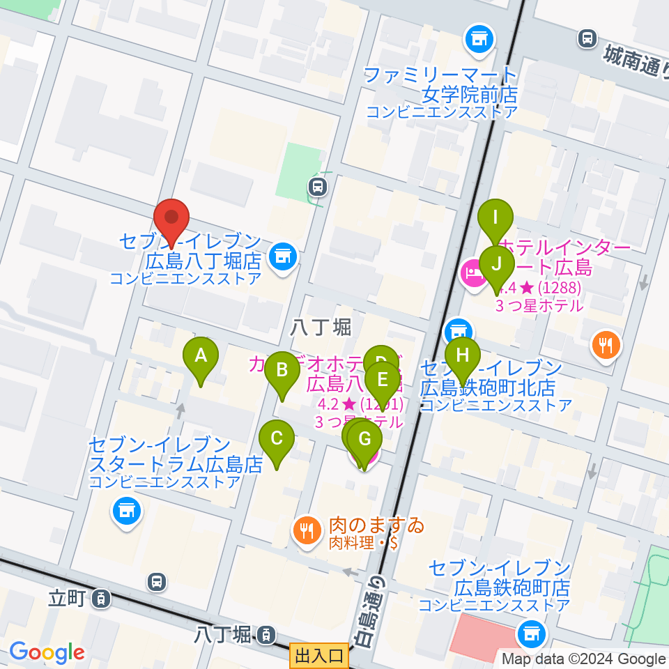 広島YMCA国際文化ホール周辺のホテル一覧地図