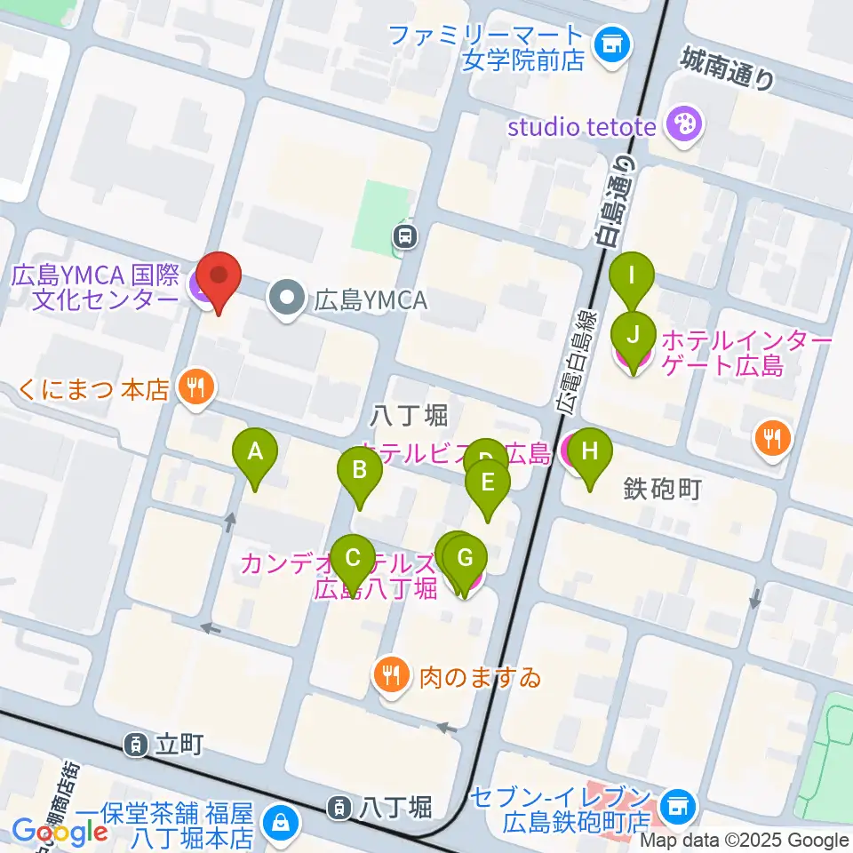 広島YMCA国際文化ホール周辺のホテル一覧地図