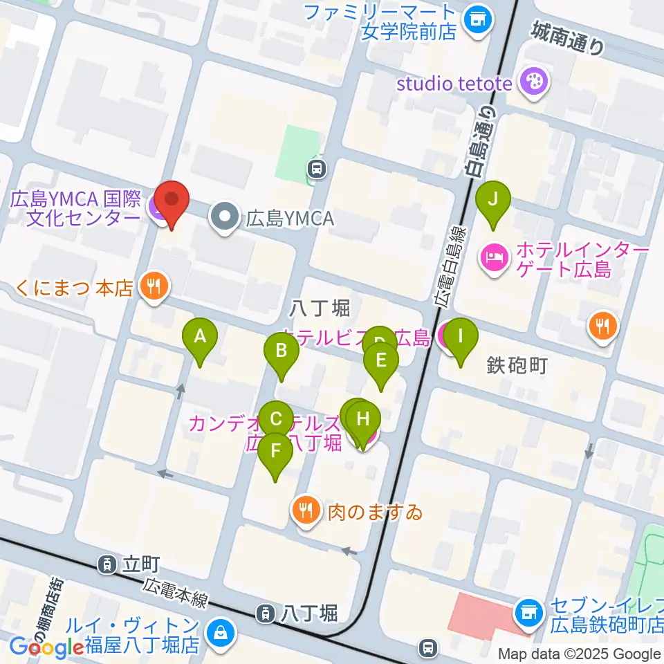 広島YMCA国際文化ホール周辺のホテル一覧地図