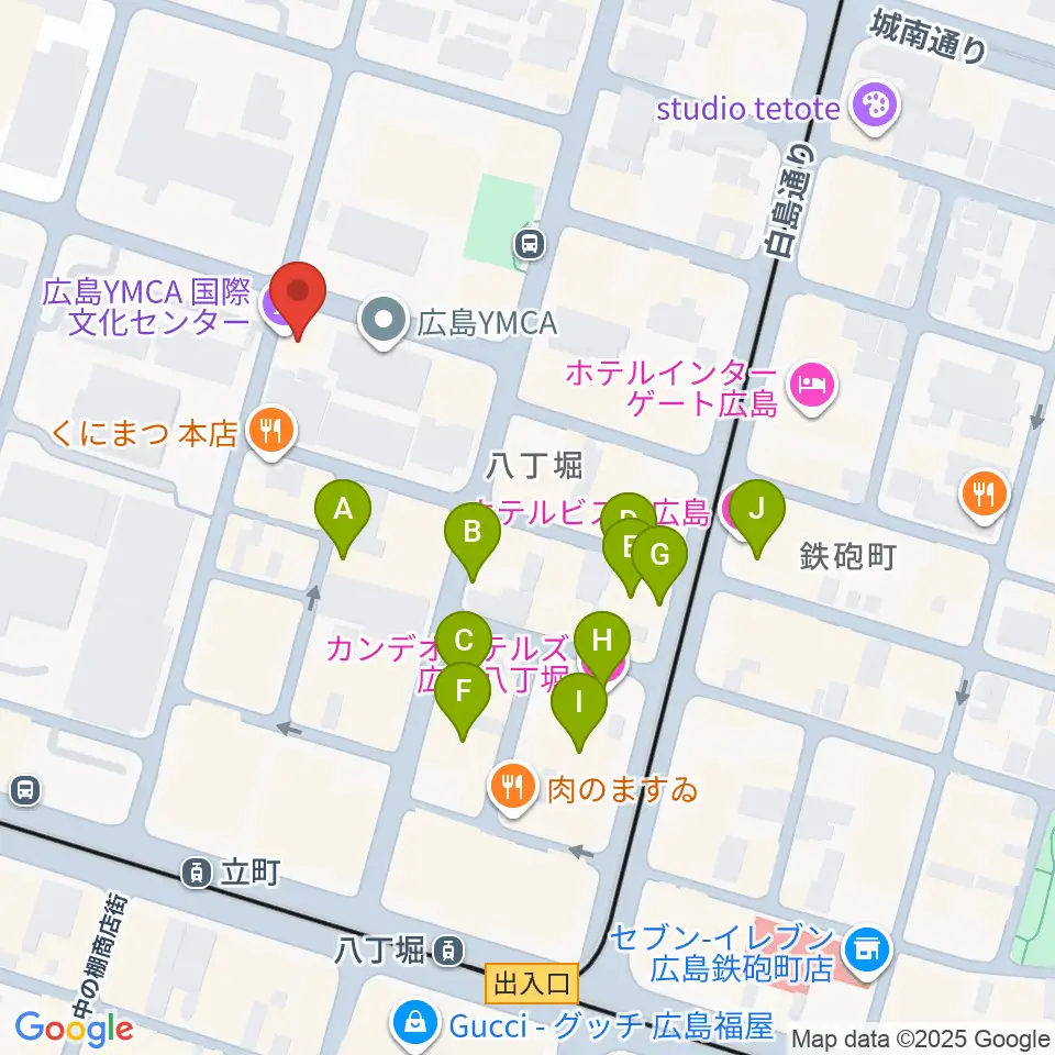 広島YMCA国際文化ホール周辺のホテル一覧地図