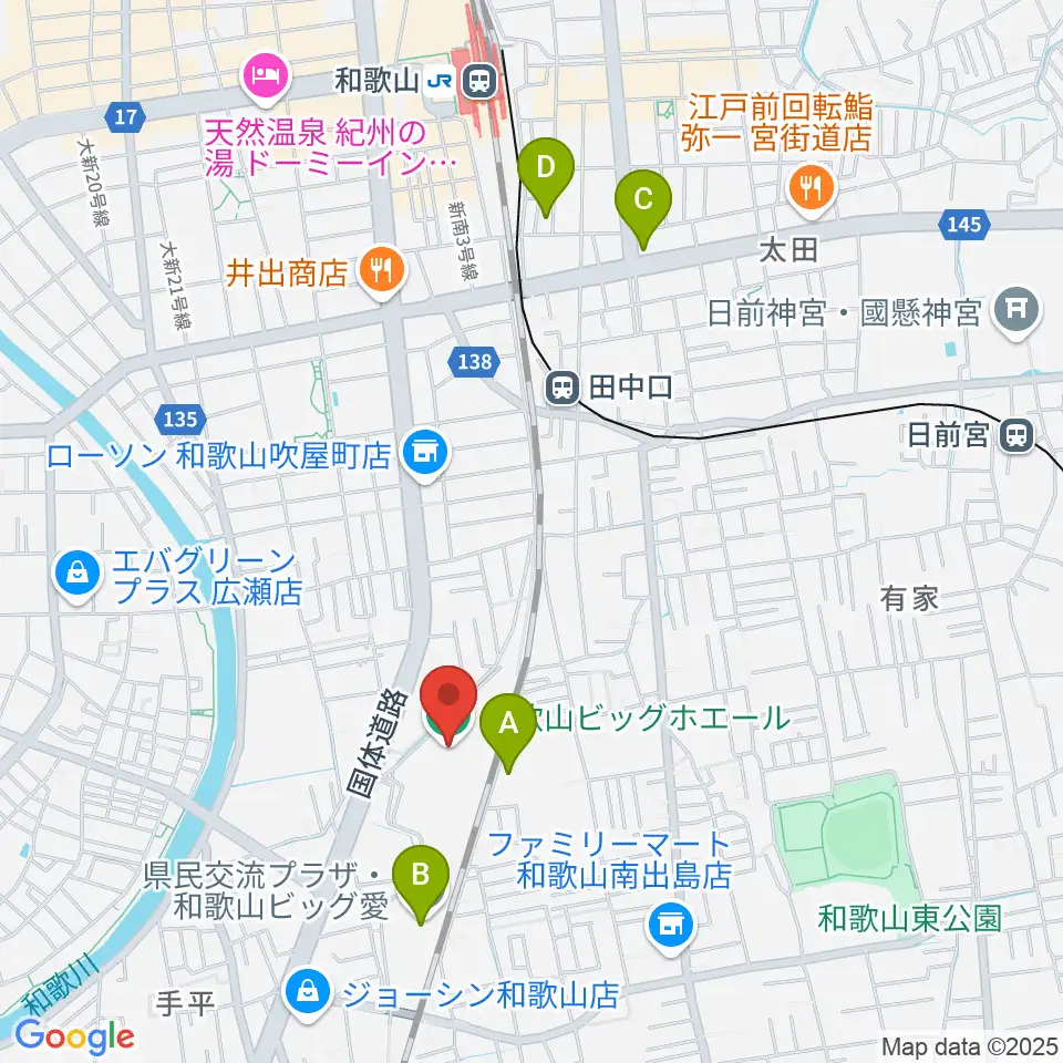 和歌山ビッグホエール周辺のホテル一覧地図