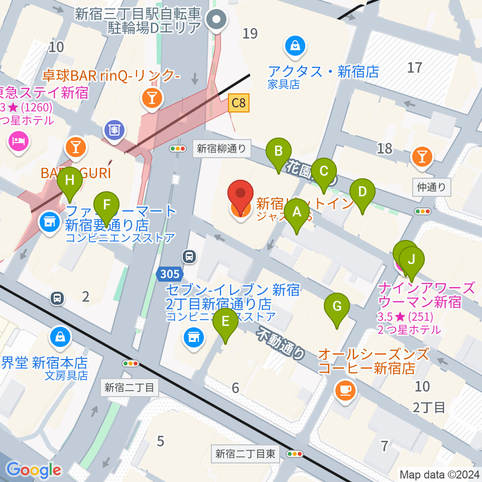 新宿Live Freak周辺のホテル一覧地図