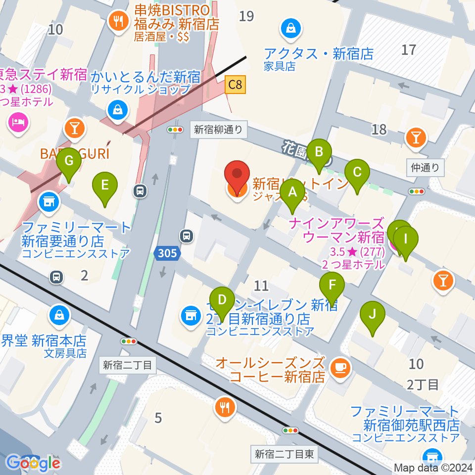 新宿Live Freak周辺のホテル一覧地図