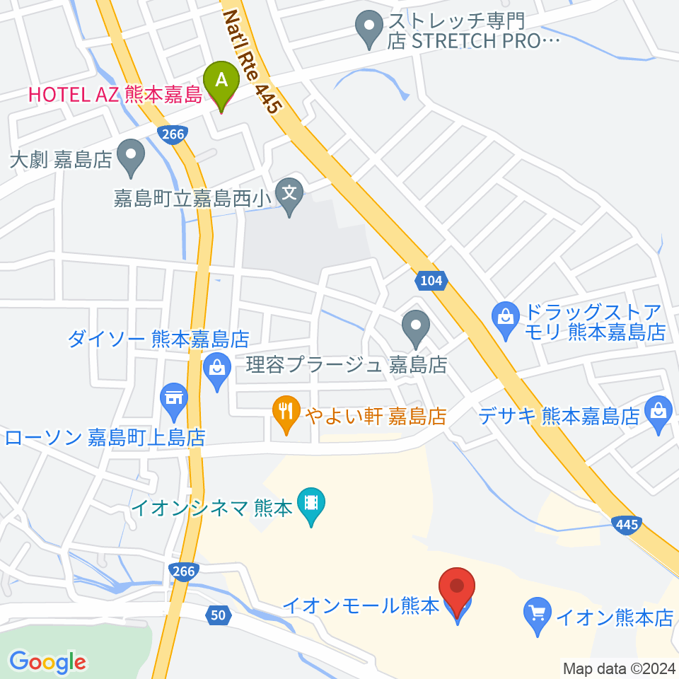 JEUGIAカルチャーセンター イオンモール熊本周辺のホテル一覧地図