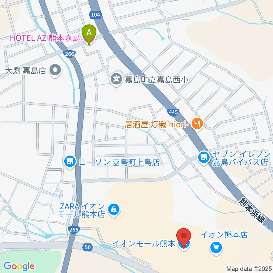 JEUGIAカルチャーセンター イオンモール熊本周辺のホテル一覧地図