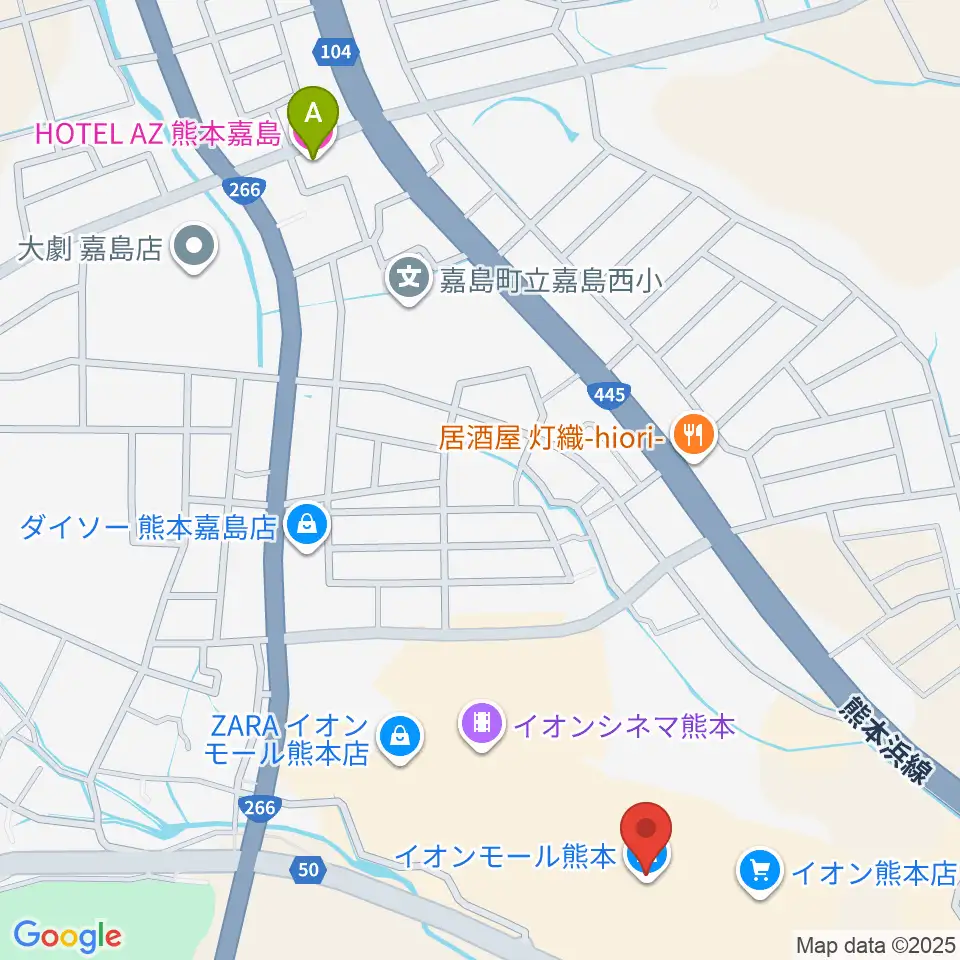 JEUGIAカルチャーセンター イオンモール熊本周辺のホテル一覧地図