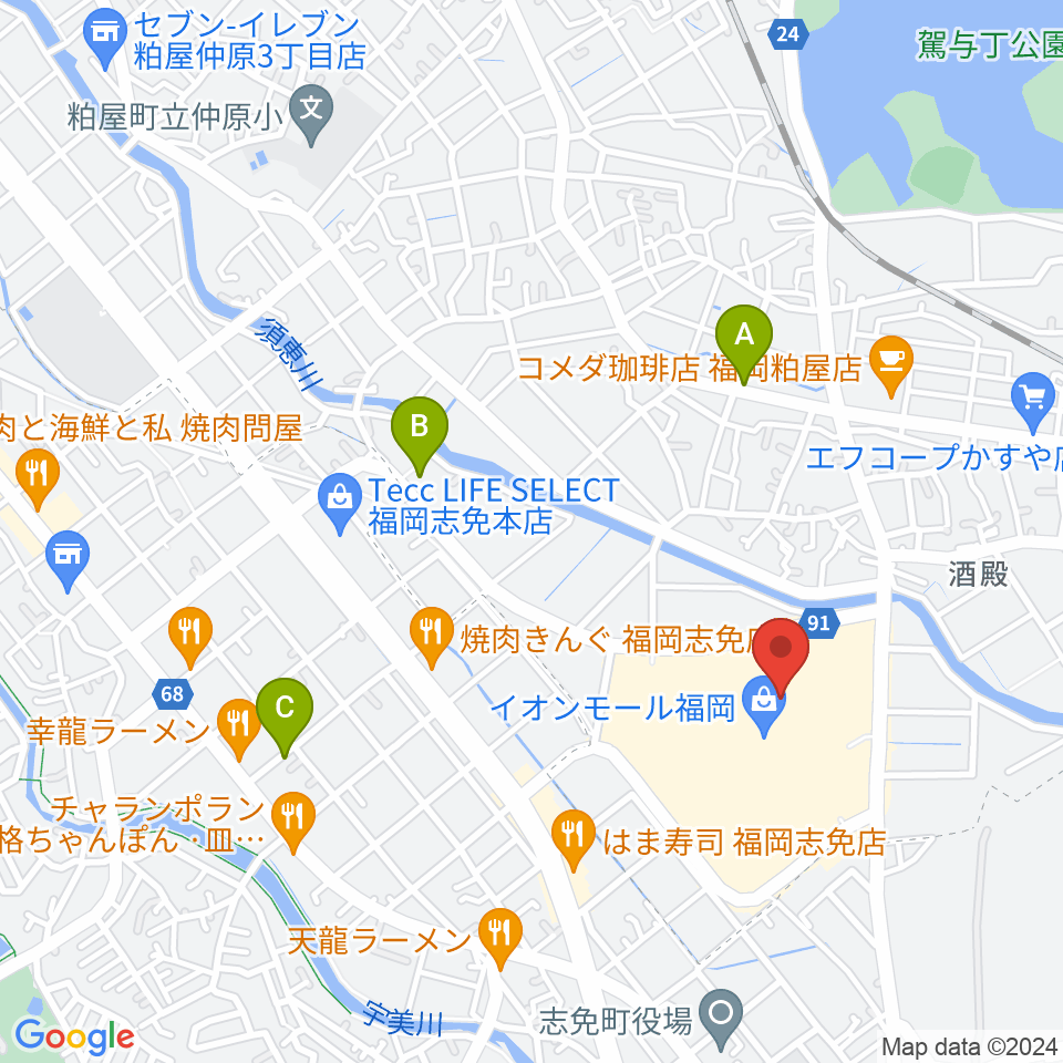 JEUGIAカルチャーセンター イオンモール福岡周辺のホテル一覧地図