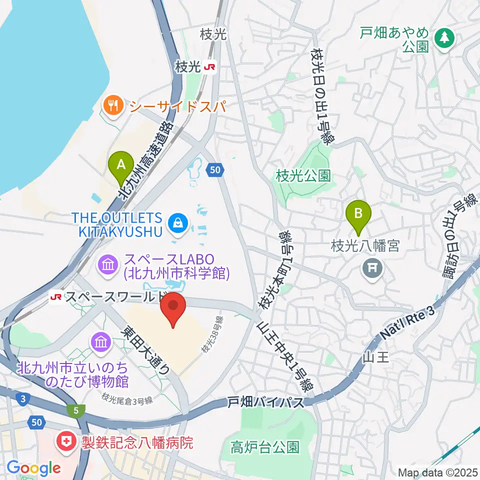 JEUGIAカルチャーセンター イオンモール八幡東周辺のホテル一覧地図