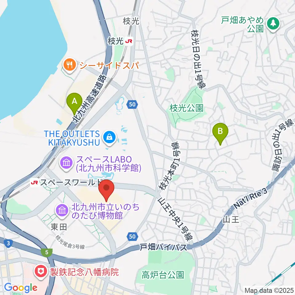 JEUGIAカルチャーセンター イオンモール八幡東周辺のホテル一覧地図