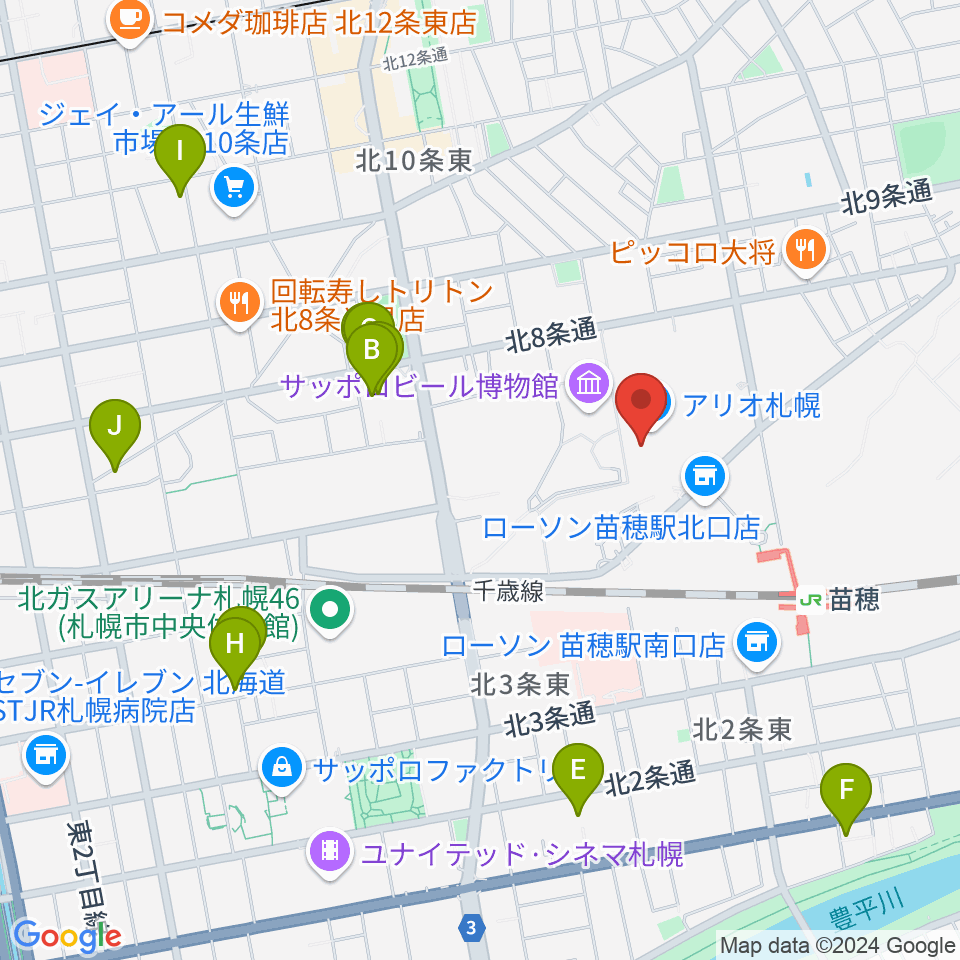 タワーレコード アリオ札幌店周辺のホテル一覧地図