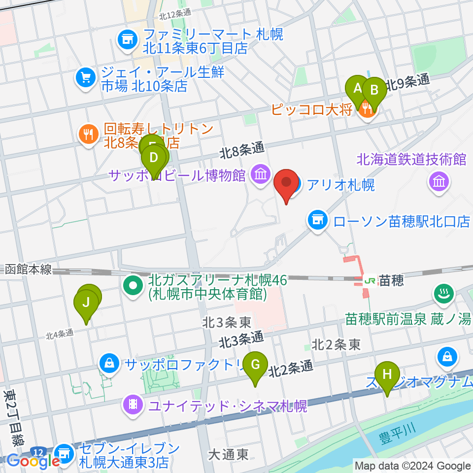 タワーレコード アリオ札幌店周辺のホテル一覧地図