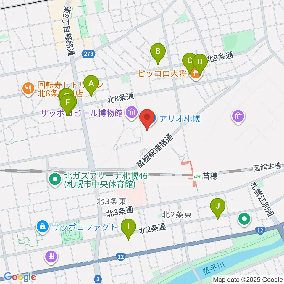 タワーレコード アリオ札幌店周辺のホテル一覧地図