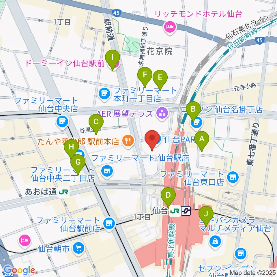 タワーレコード 仙台パルコ店周辺のホテル一覧地図
