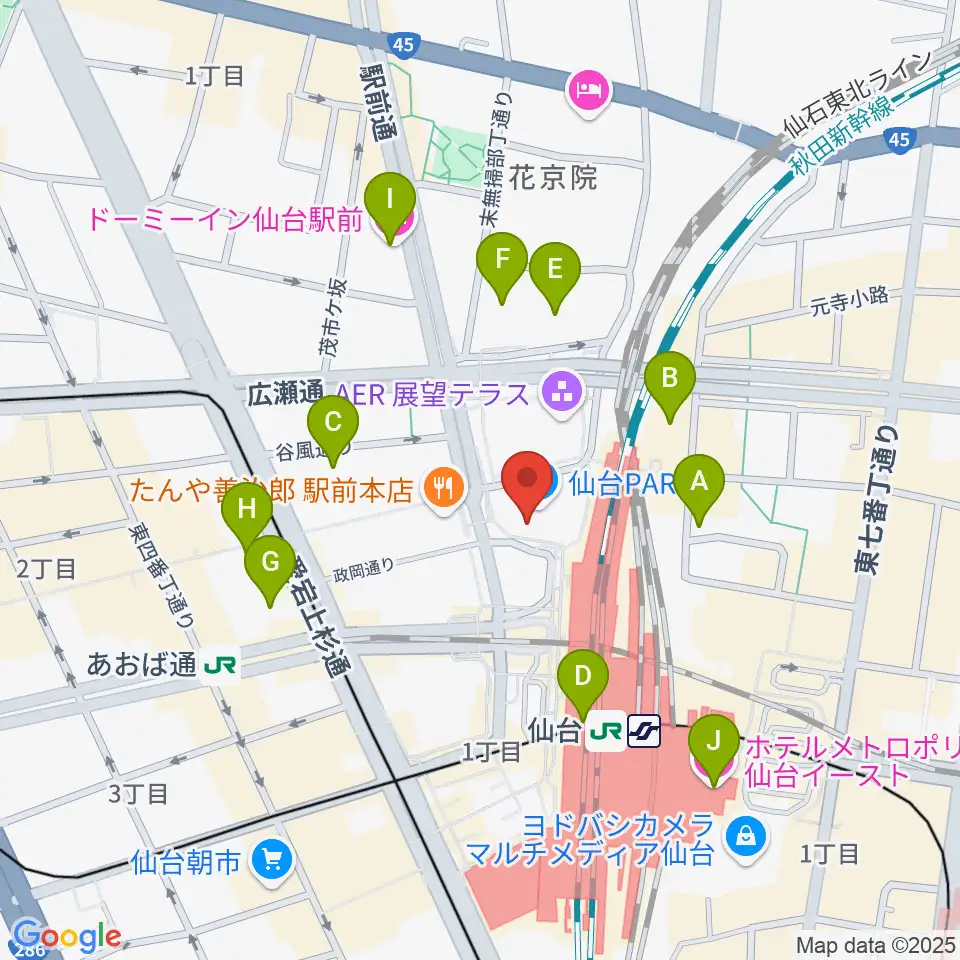 タワーレコード 仙台パルコ店周辺のホテル一覧地図