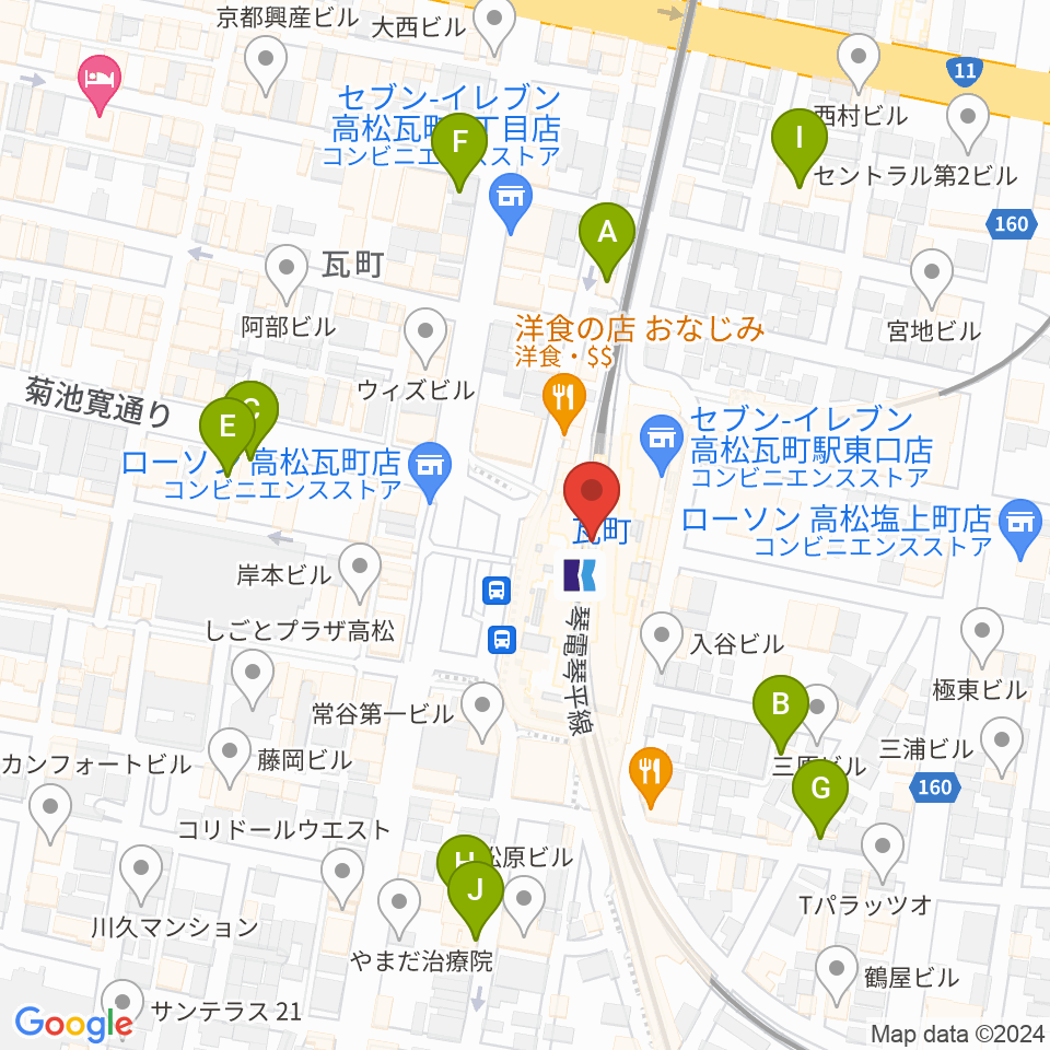 JEUGIAカルチャーセンター高松周辺のホテル一覧地図