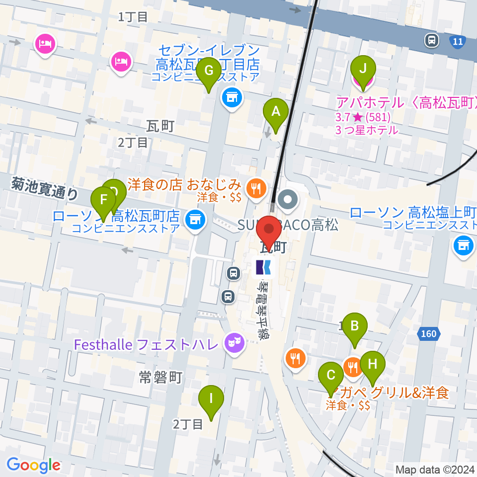 JEUGIAカルチャーセンター高松周辺のホテル一覧地図