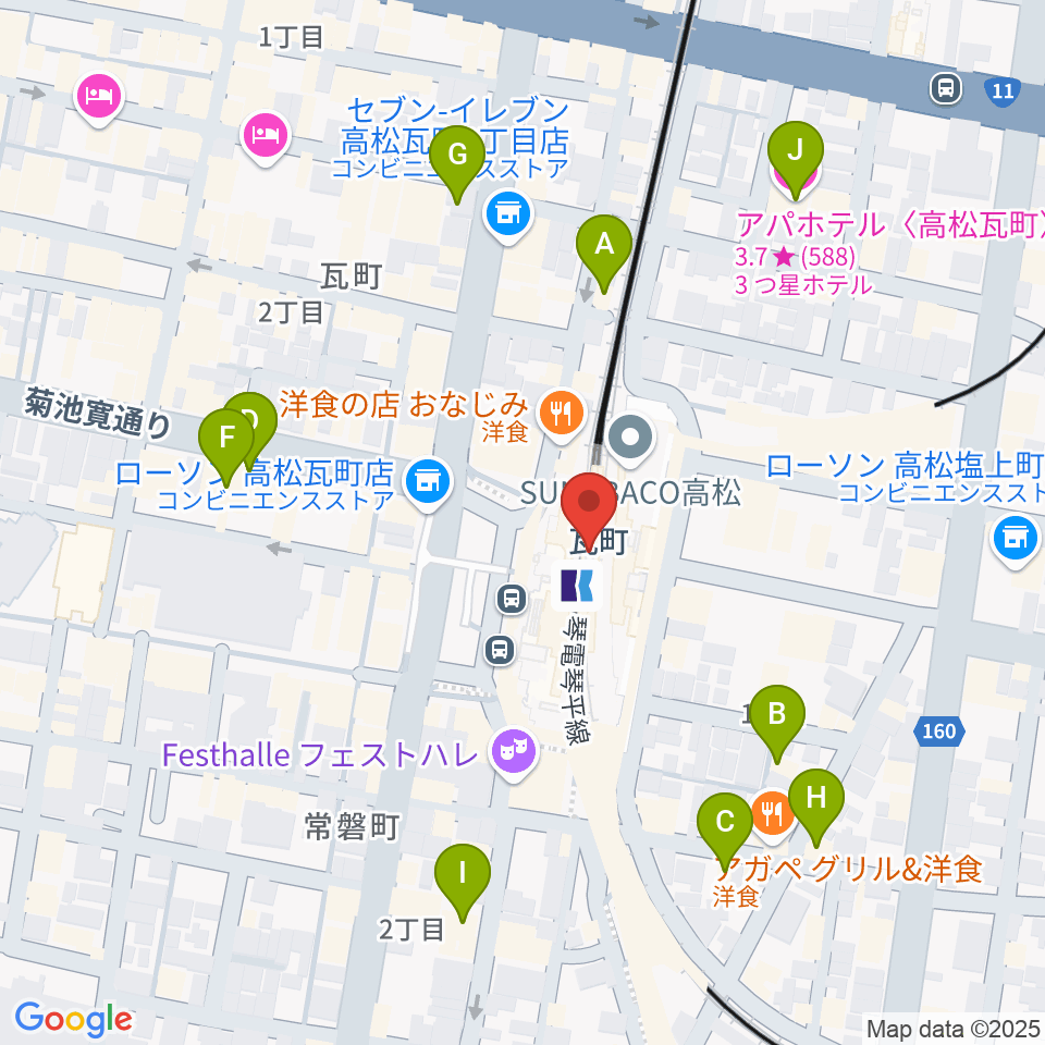 JEUGIAカルチャーセンター高松周辺のホテル一覧地図