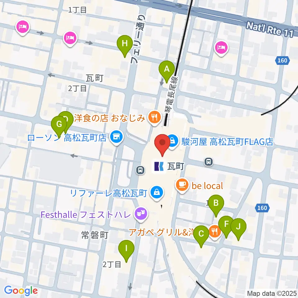 JEUGIAカルチャーセンター高松周辺のホテル一覧地図