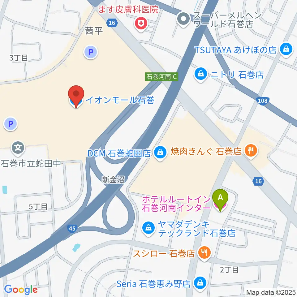 JEUGIAカルチャーセンター イオンモール石巻周辺のホテル一覧地図