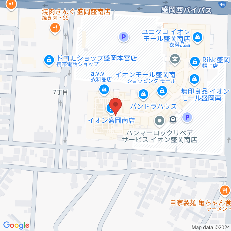 JEUGIAカルチャーセンター イオンモール盛岡南周辺のホテル一覧地図