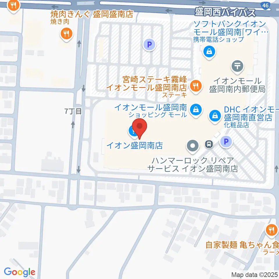 JEUGIAカルチャーセンター イオンモール盛岡南周辺のホテル一覧地図