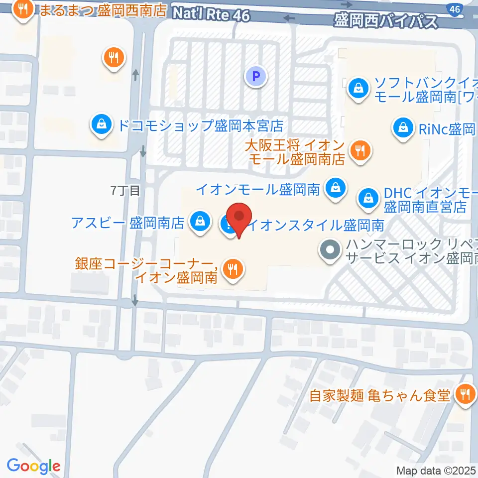 JEUGIAカルチャーセンター イオンモール盛岡南周辺のホテル一覧地図