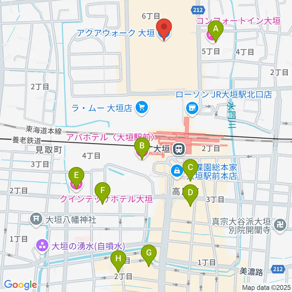 JEUGIAカルチャーセンター アクアウォーク大垣周辺のホテル一覧地図