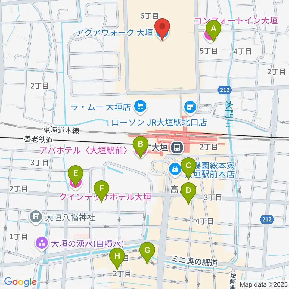 JEUGIAカルチャーセンター アクアウォーク大垣周辺のホテル一覧地図
