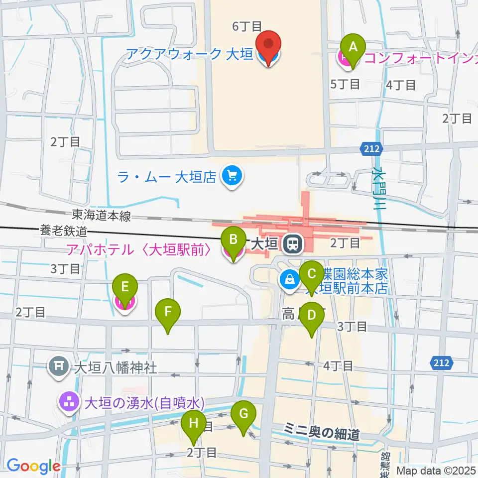 JEUGIAカルチャーセンター アクアウォーク大垣周辺のホテル一覧地図