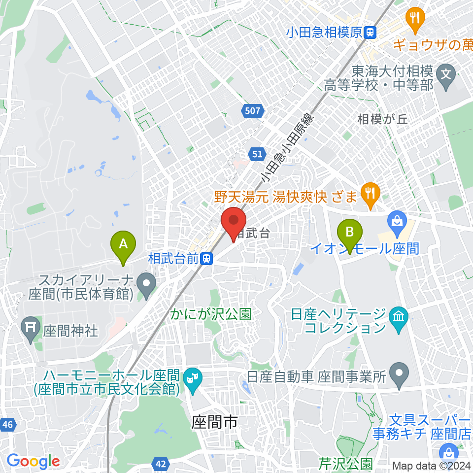 厚木楽器 アミ相武台周辺のホテル一覧地図
