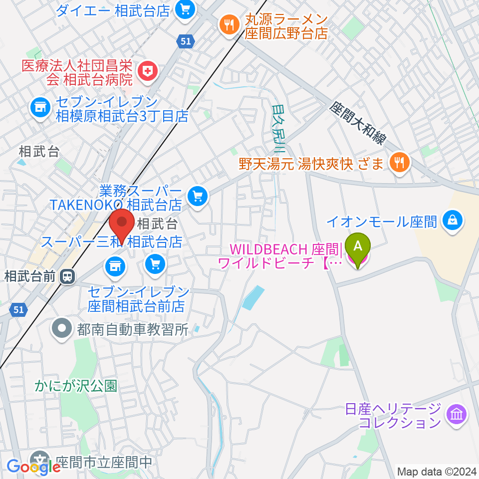 厚木楽器 アミ相武台周辺のホテル一覧地図