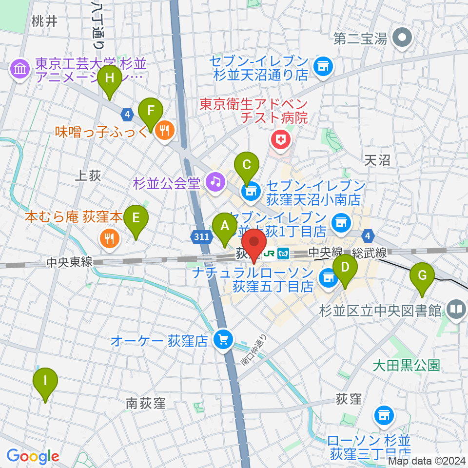 RGSギタースクール周辺のホテル一覧地図