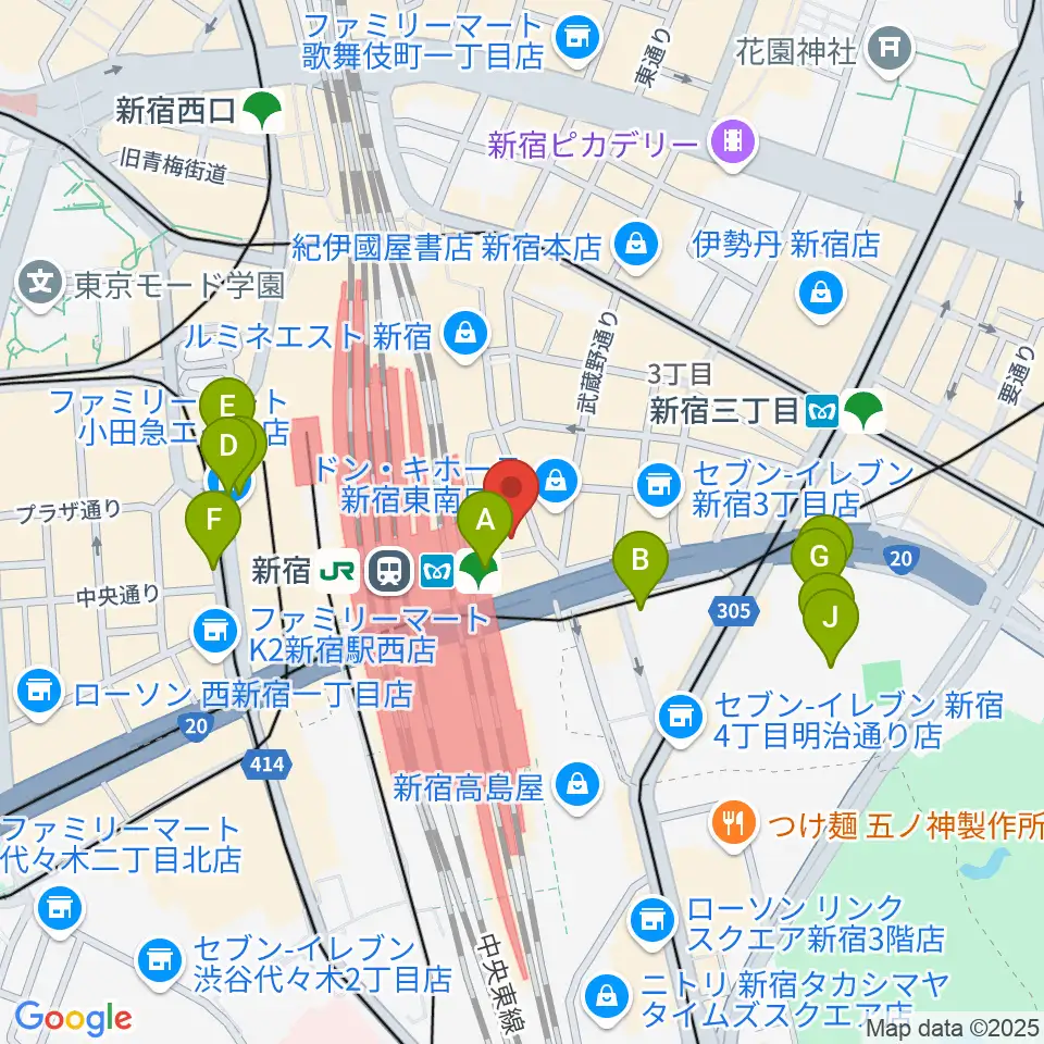 タワーレコード新宿店周辺のホテル一覧地図
