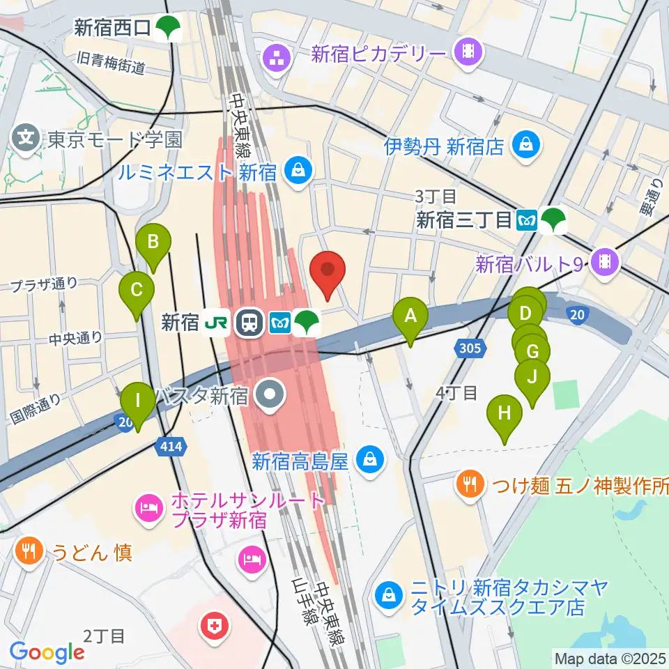 タワーレコード新宿店周辺のホテル一覧地図