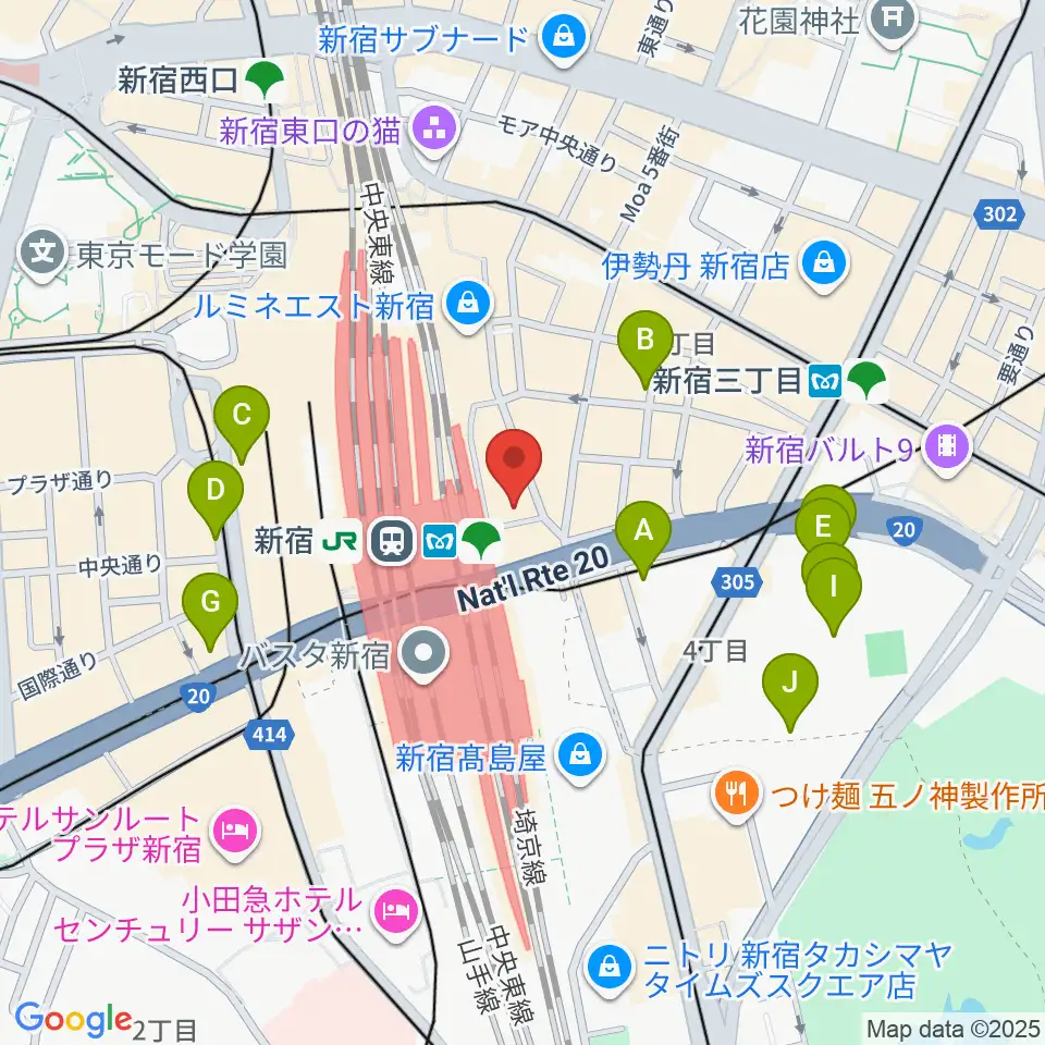 タワーレコード新宿店周辺のホテル一覧地図