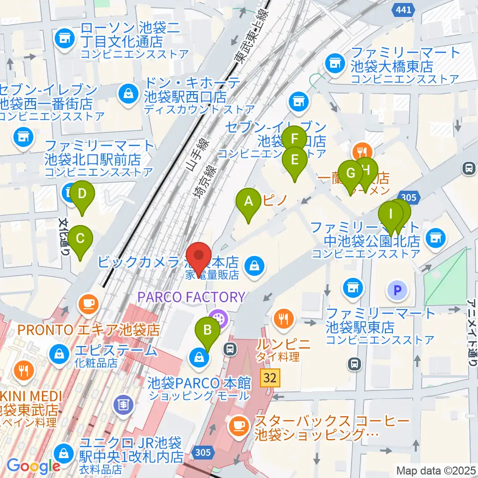 タワーレコード池袋店周辺のホテル一覧地図