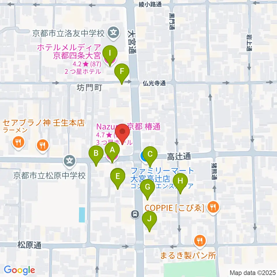 京都 夜想周辺のホテル一覧地図