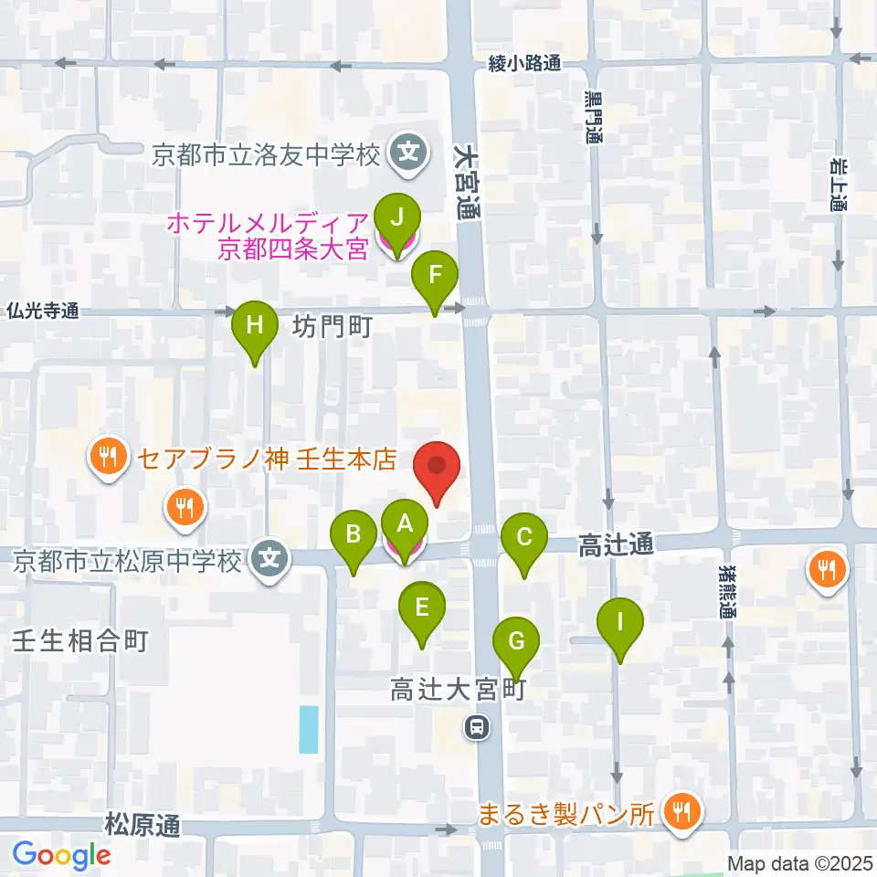 京都 夜想周辺のホテル一覧地図