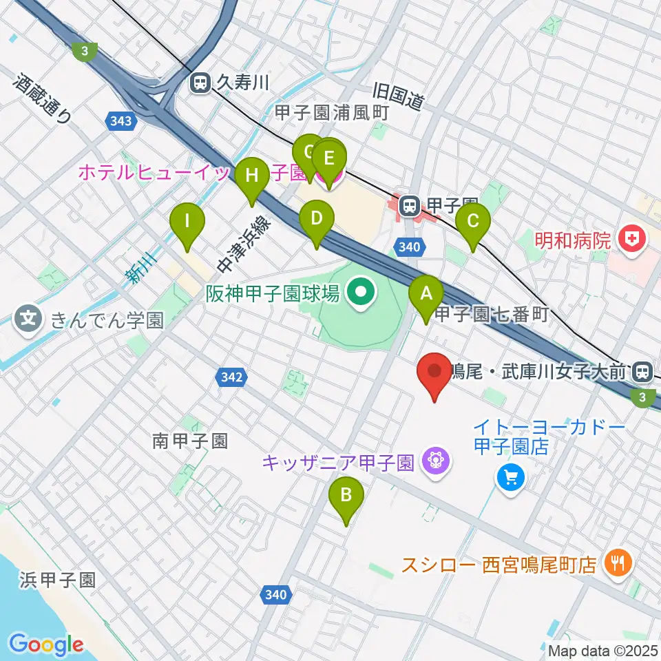 JEUGIAカルチャーセンター ららぽーと甲子園周辺のホテル一覧地図