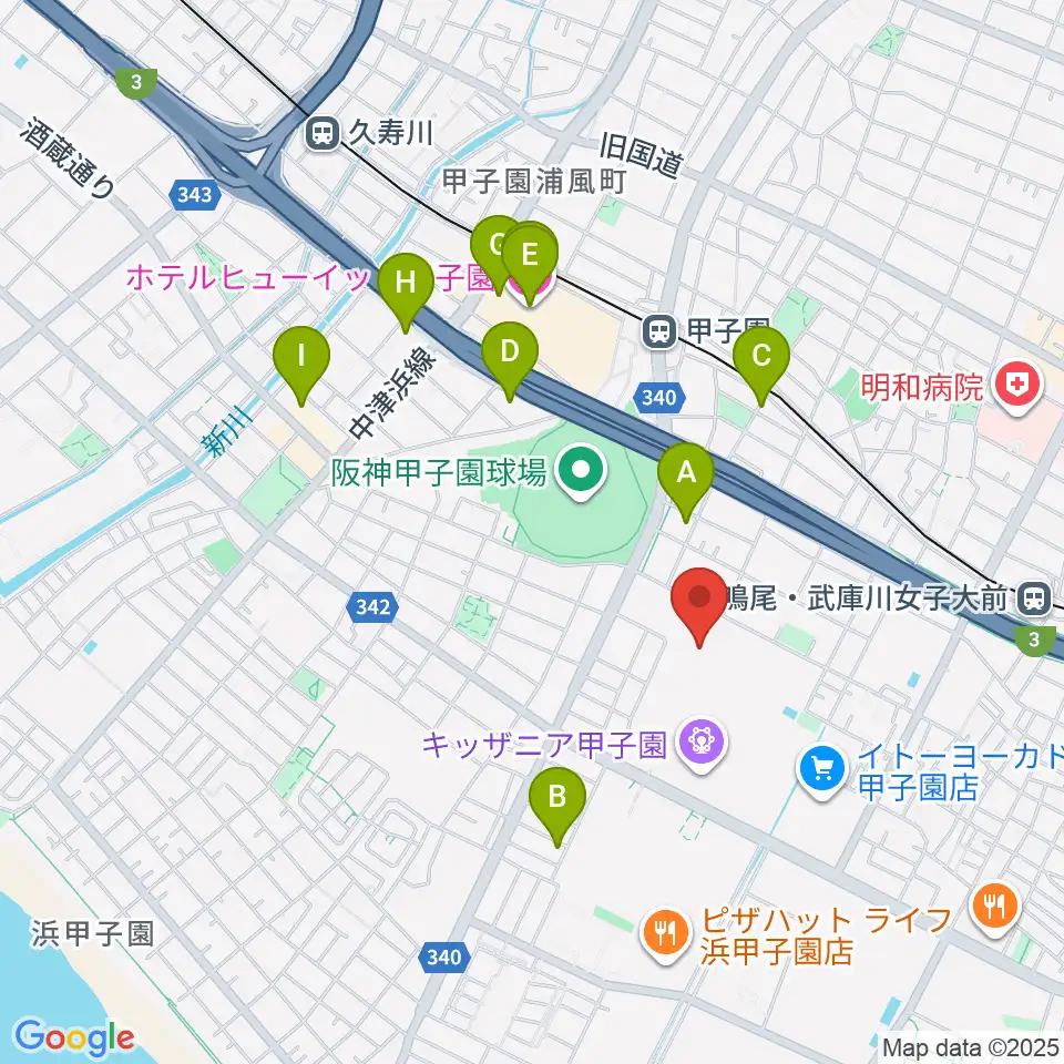 JEUGIAカルチャーセンター ららぽーと甲子園周辺のホテル一覧地図