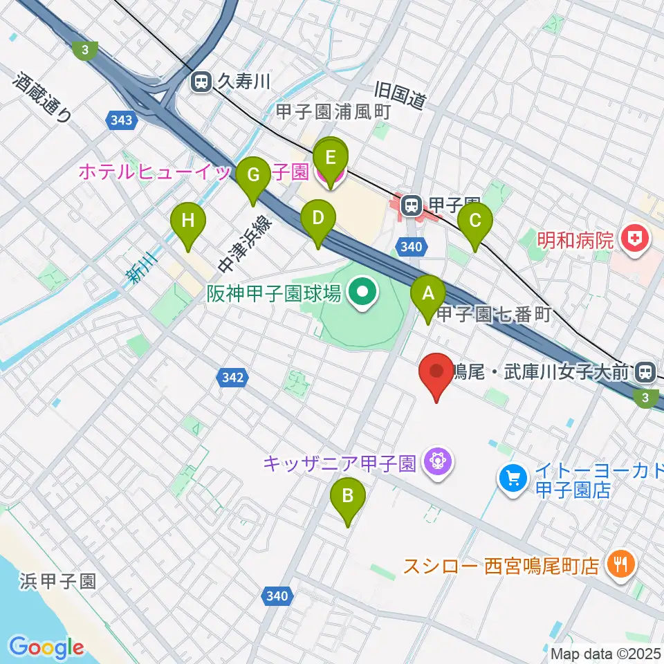 JEUGIAカルチャーセンター ららぽーと甲子園周辺のホテル一覧地図