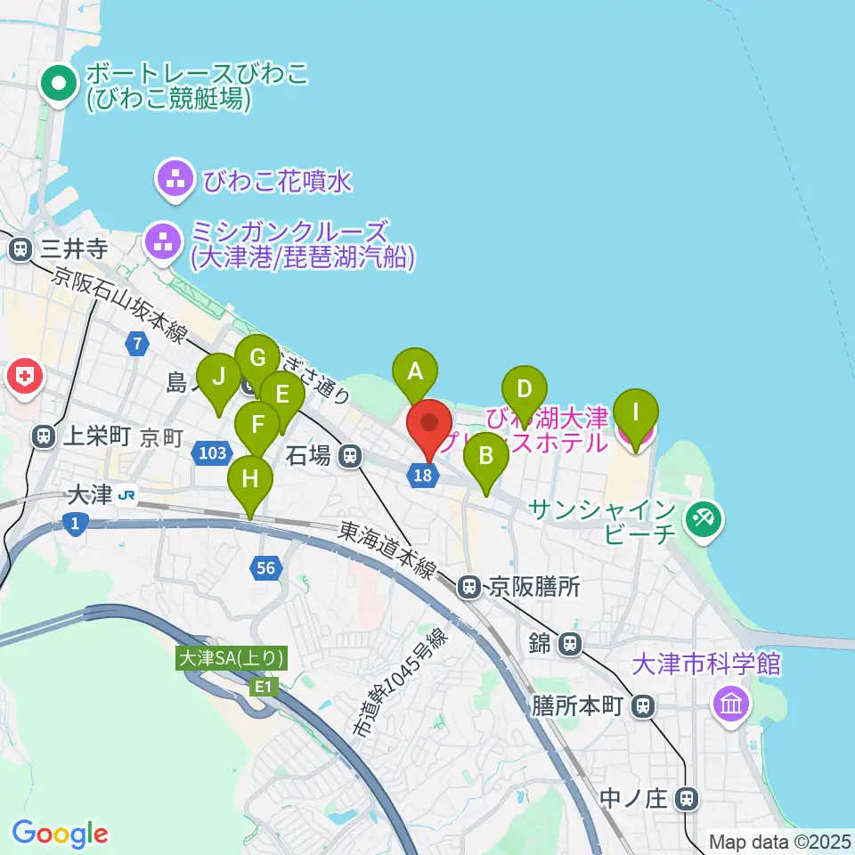 JEUGIAカルチャーセンター大津テラス周辺のホテル一覧地図