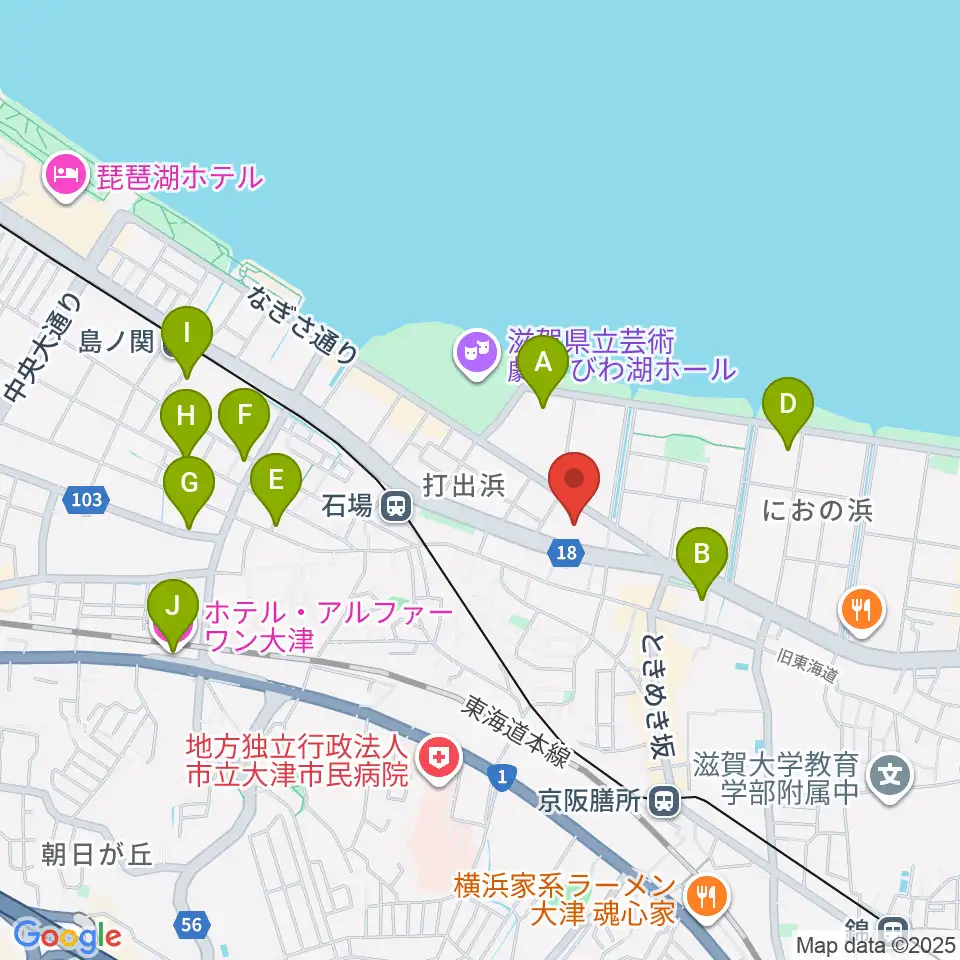 JEUGIAカルチャーセンター大津テラス周辺のホテル一覧地図