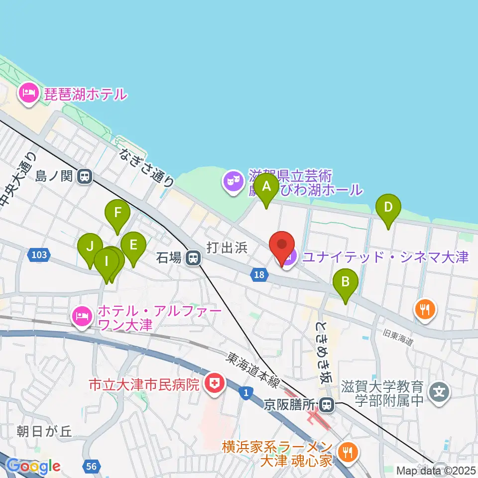 JEUGIAカルチャーセンター大津テラス周辺のホテル一覧地図