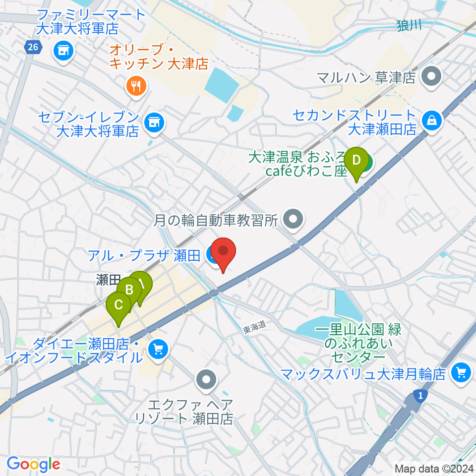 JEUGIAカルチャーセンター アル・プラザ瀬田周辺のホテル一覧地図