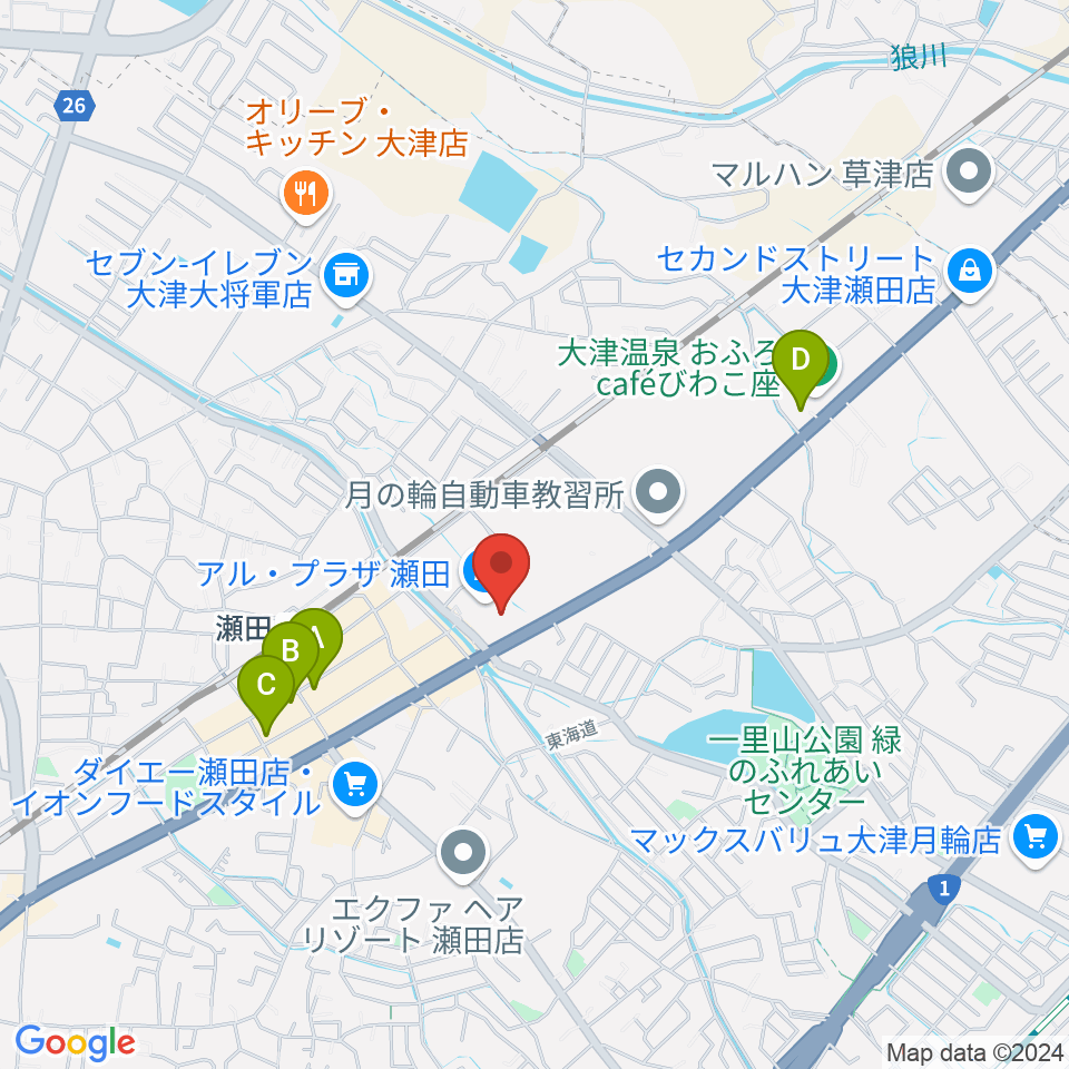 JEUGIAカルチャーセンター アル・プラザ瀬田周辺のホテル一覧地図