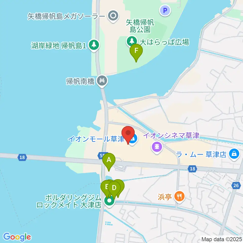 JEUGIAカルチャーセンター イオンモール草津周辺のホテル一覧地図