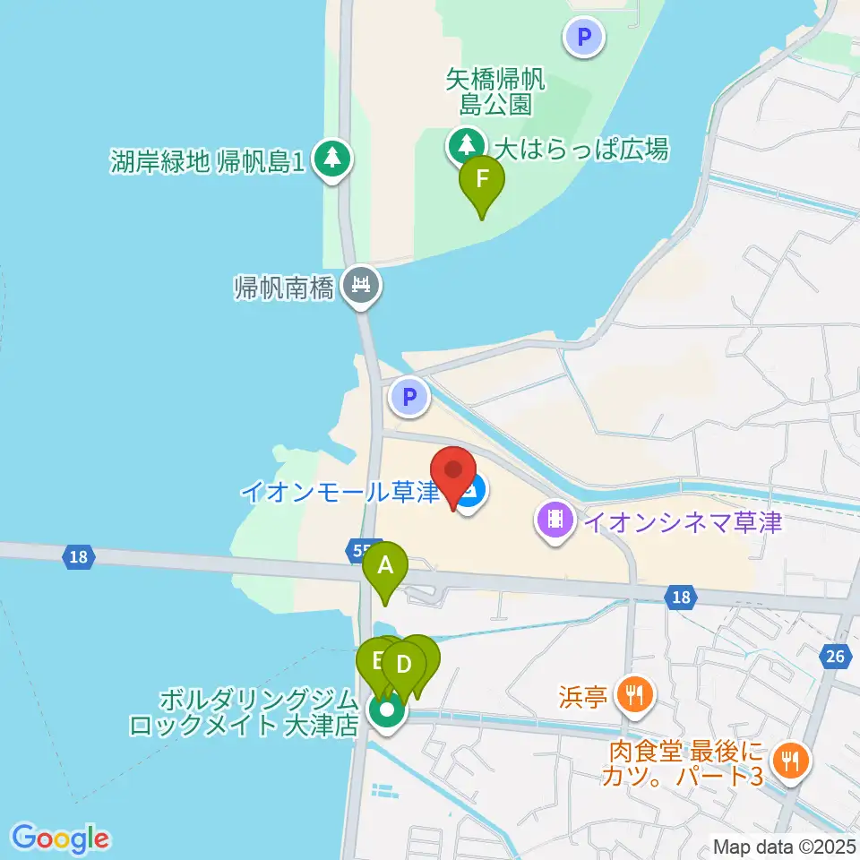 JEUGIAカルチャーセンター イオンモール草津周辺のホテル一覧地図
