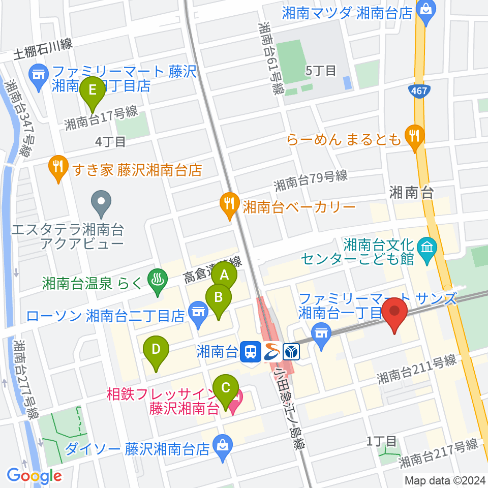 厚木楽器 アミ湘南台周辺のホテル一覧地図