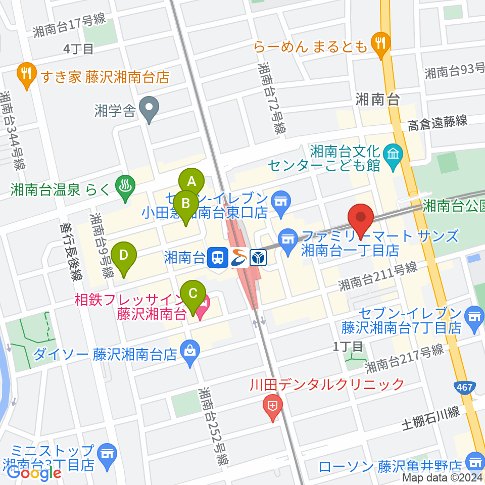 厚木楽器 アミ湘南台周辺のホテル一覧地図